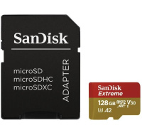 SanDisk micro SDXC karta 128GB Extreme Action Cams and Drones (190 MB/s Class 10, UHS-I U3 V30) + adaptér