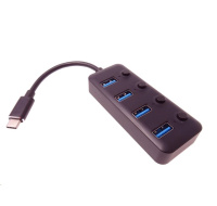 PREMIUMCORD 5G SuperSpeed USB Hub Type C na 4x USB 3.1 A Gen1, vypínače portů