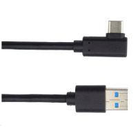 PREMIUMCORD Kabel USB typ C/M zahnutý konektor 90° - USB 3.0 A/M, 2m