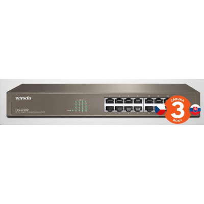 Tenda TEG1016D 16-port Gigabit Ethernet Switch, 10/100/1000 Mbps, fanless, rackmount