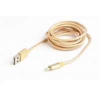 GEMBIRD Kabel USB 2.0 Lightning (IP5 a vyšší) nabíjecí a synchronizační kabel, opletený, 1,8m, zlatý, blister