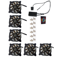 EUROCASE ventilátor RGB 120mm (spot Led), set 6ks + controller