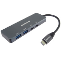 PREMIUMCORD Hub USB-C na 2x USB 3.2 Typ-C +2x USB 3.2, 5G SuperSpeed, Aluminum