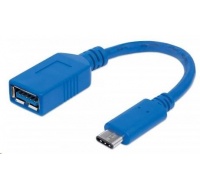 MANHATTAN Kabel USB 2.0 A - USB 3.1 C (F/M), modrý