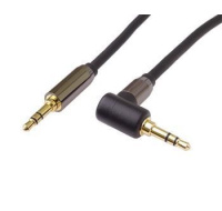 PremiumCord HQ stíněný kabel stereo Jack 3.5mm - Jack 3.5mm zahnutý 90°, 1,5m