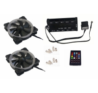 EUROCASE ventilátor RGB 120mm (Turbine blade, FullControl Led), set 2ks + controller