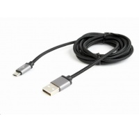 GEMBIRD Kabel USB A Male/Micro B Male 2.0, 1,8m, opletený, černý, blister