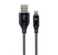 GEMBIRD Kabel USB 2.0 AM na Type-C kabel (AM/CM), 1m, opletený, černo-bílý, blister, PREMIUM QUALITY