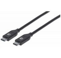 Manhattan USB-C kabel, USB 2.0, Male na Male, 480 Mbps, 5 A, 2m, černá