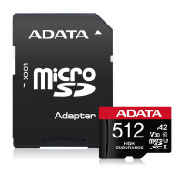 ADATA MicroSDXC karta 512GB High Endurance UHS-I C10 V30 A2 (R:100/W:85 MB/s) + SD adaptér