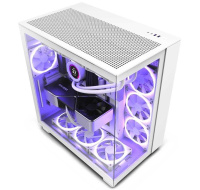 NZXT skříň H9 Flow dvoukomorová ATX / 4x120mm fan / až 10xfan / perforovaný top / proskl. bočnice, front / bílá