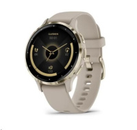 Garmin Venu® 3S, Nerezová luneta Soft Gold, pouzdro French Gray, silikonový řemínek