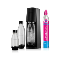 SodaStream Terra Megapack výrobník sody, mechanický, bombička s CO2, 3 láhve, černá