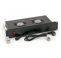 TRITON 19" ventilační jednotka, 2 ventilátory-230V/70W, termostat, černá