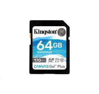 Kingston SDXC karta 64GB Canvas Go! Plus, R:170/W:90MB/s, Class 10, UHS-I, U3, V30