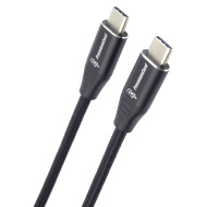 PREMIUMCORD Kabel USB-C M/M, 240W 480Mbps černý bavlněný oplet, 1m