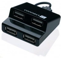 CONNECT IT USB 2.0 hub STEP 4 porty, černý