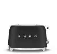 Smeg TSF01BLMEU toustovač / topinkovač, 2 toasty, 6 úrovní opékání, zásuvka na drobky, styl. 50. let, matně černá