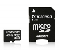 TRANSCEND MicroSDHC karta 4GB Class 4 + adaptér