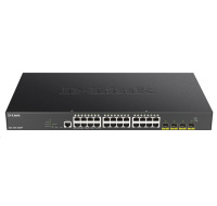 D-Link DGS-1250-28XMP 28-port Gigabit Smart PoE Switch, 24x GbE PoE+, 4x SFP+, PoE 370W